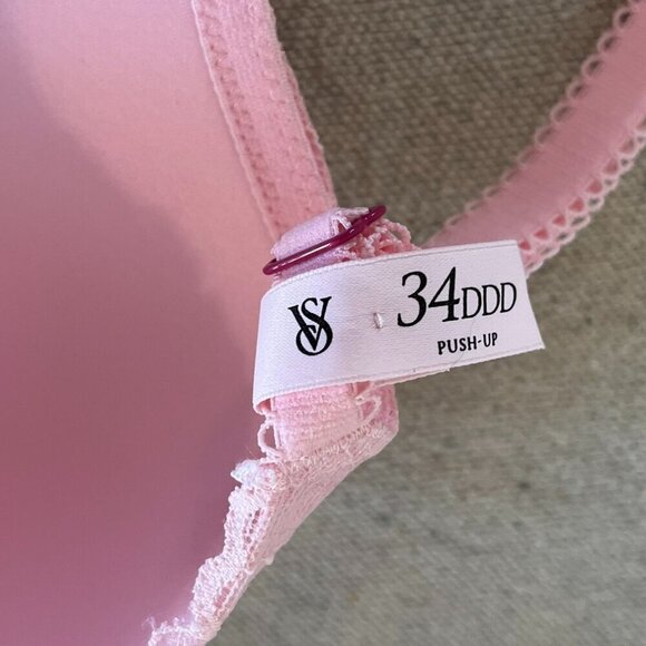 Victoria's Secret Woman's Pink Sexy Tee Push-Up Front Close Lace Bra Sz 34DDD - Picture 4 of 10